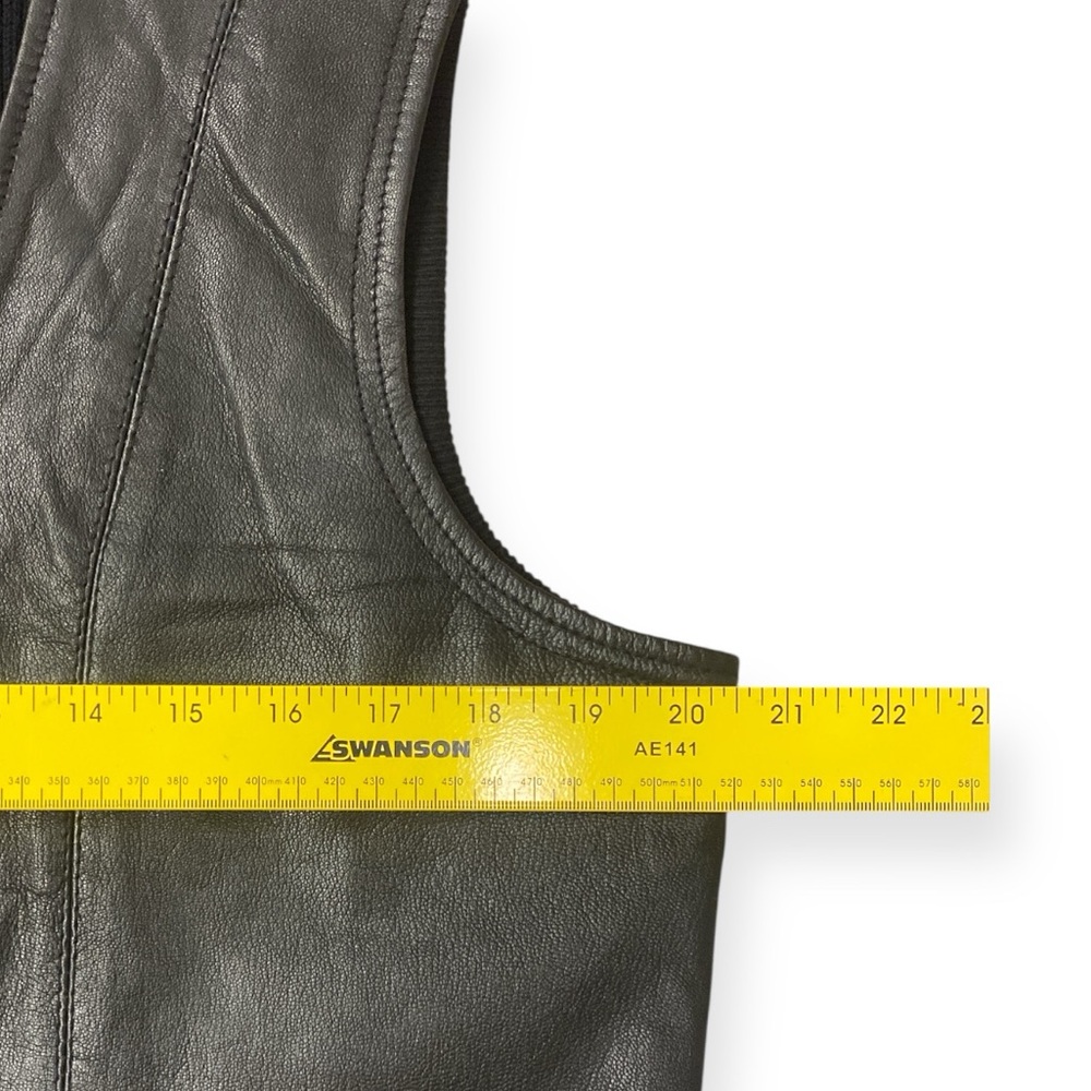 90s Chandler Hill Genuine Leather Vest Black L – Vintage Biker Grunge Streetwear - Picture 7 of 10